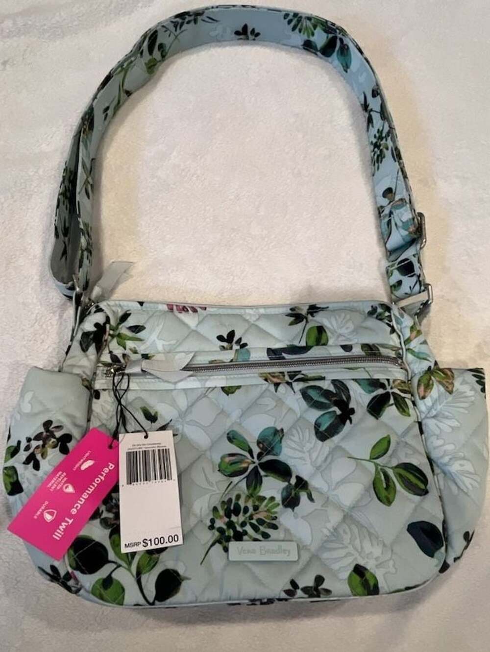 Vera Bradley On the Go Crossbody Seawater Blooms Performance Twill Bag